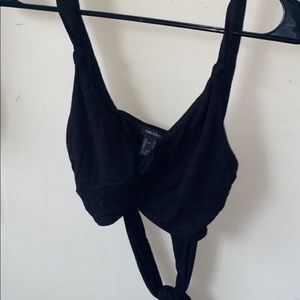 Black bralette crop top shirt